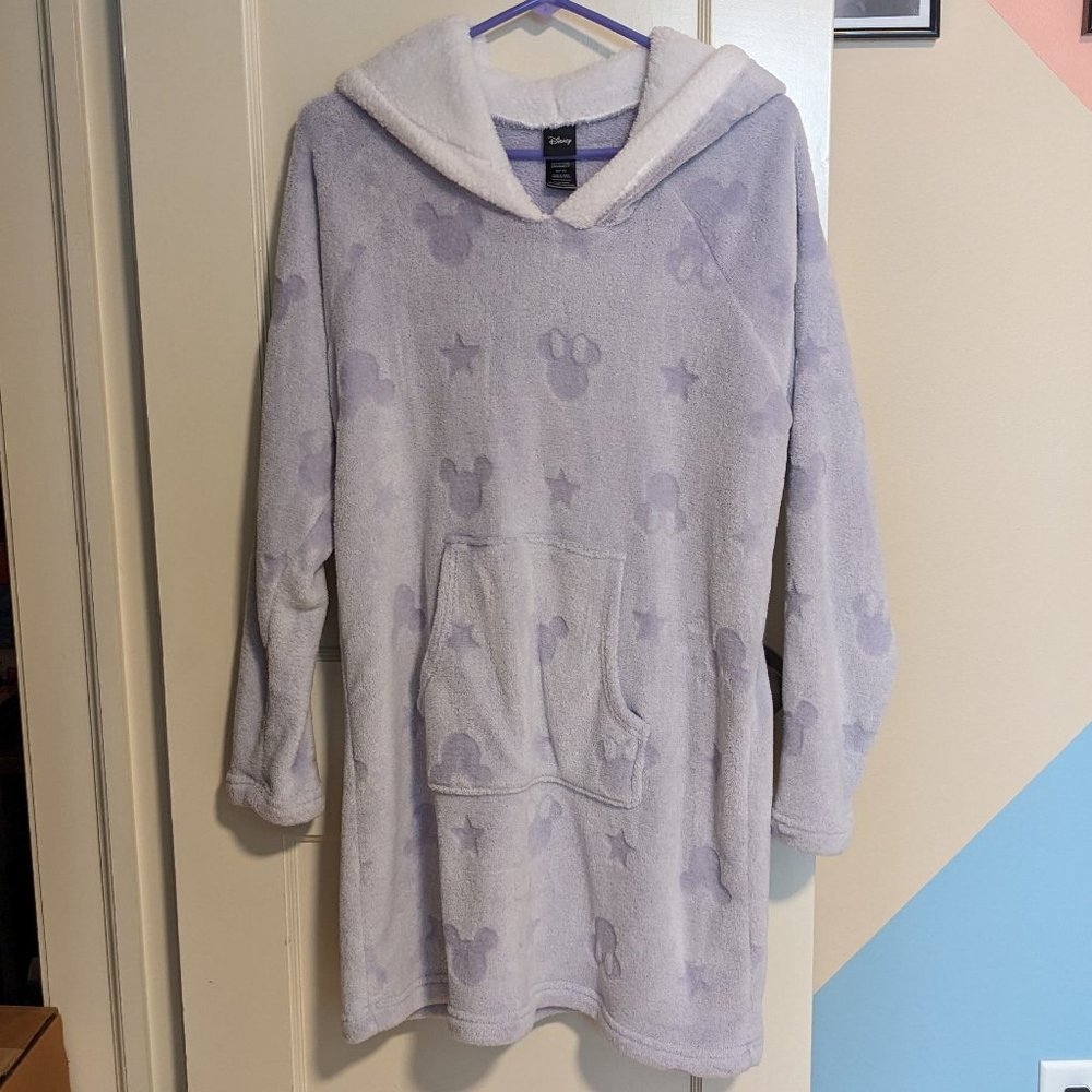 Disney Minnie Mouse & Stars Purple Plush Long Lounge Hoodie